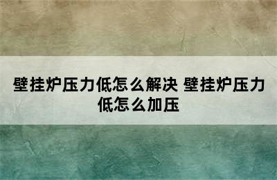 壁挂炉压力低怎么解决 壁挂炉压力低怎么加压